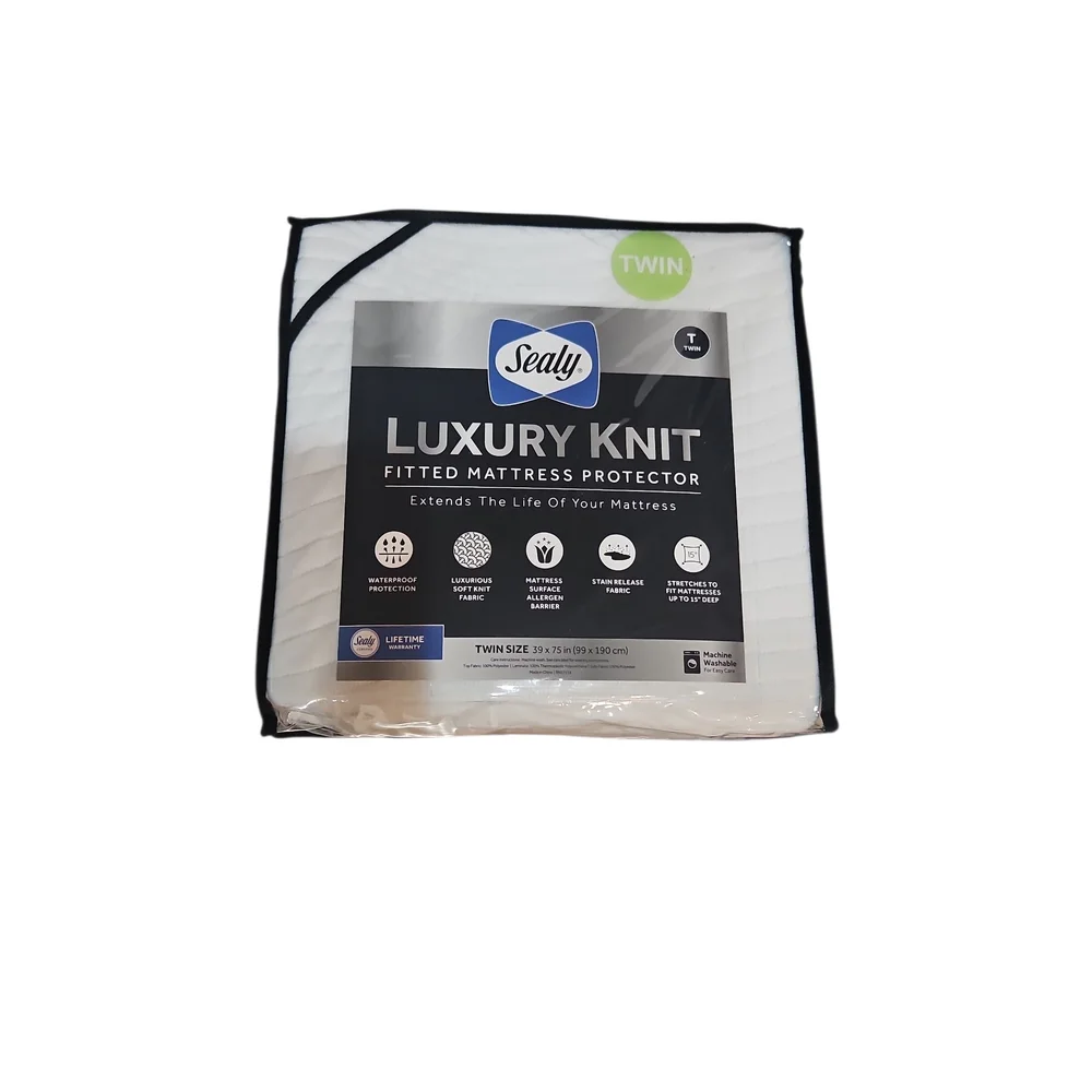 Sealy Luxury Knit Fitted Mattress Protector - White 39